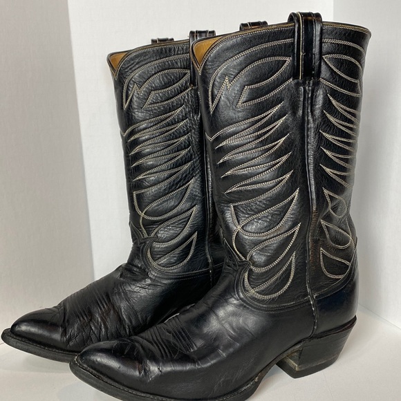 Tony Lama Other - Tony Lama Vintage Black Cowboy Boots Size 8 EEE A60